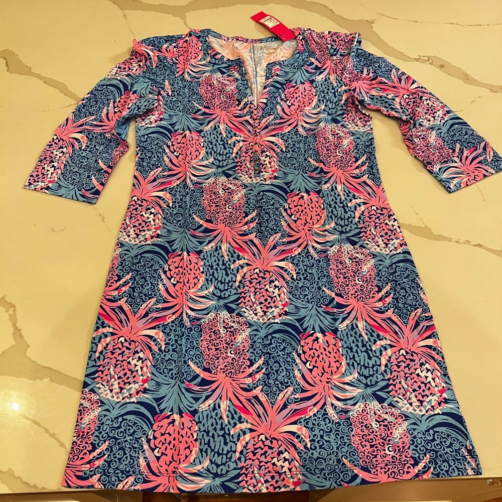 LILLY PULITZER. BNWT. Large. Margie Dress. Borealis Blue Tropic Down Low. $108